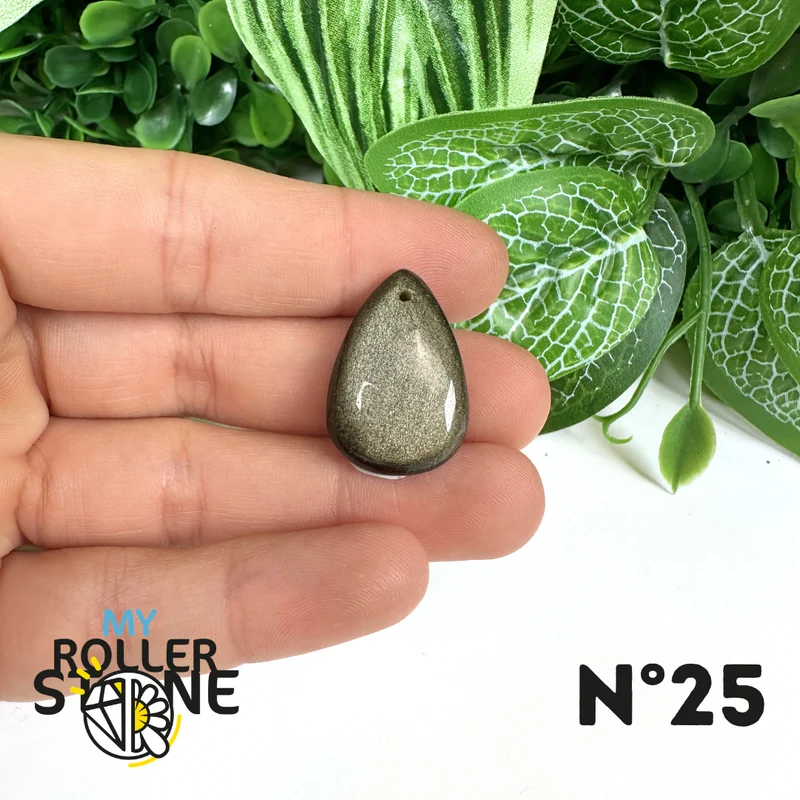 Colgante de obsidiana dorada perforada 5A