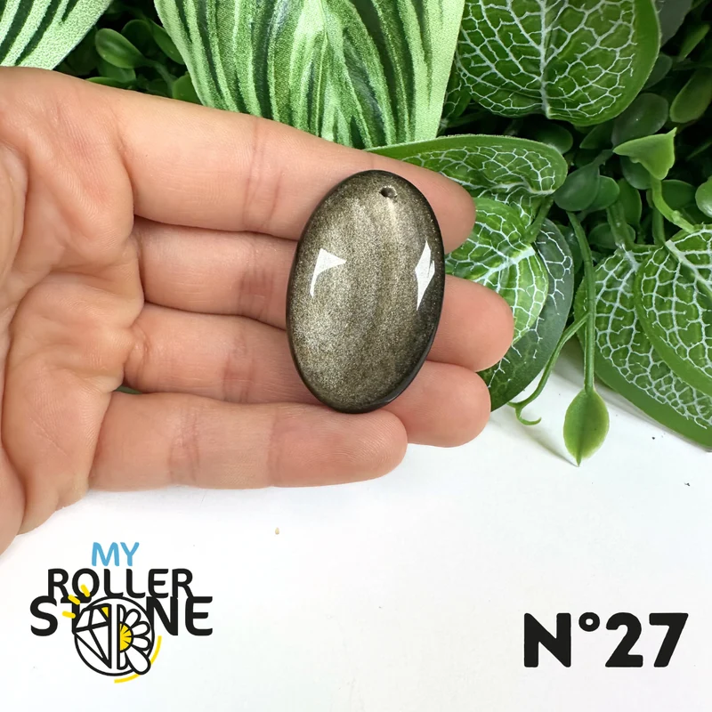 Colgante de obsidiana dorada perforada 5A