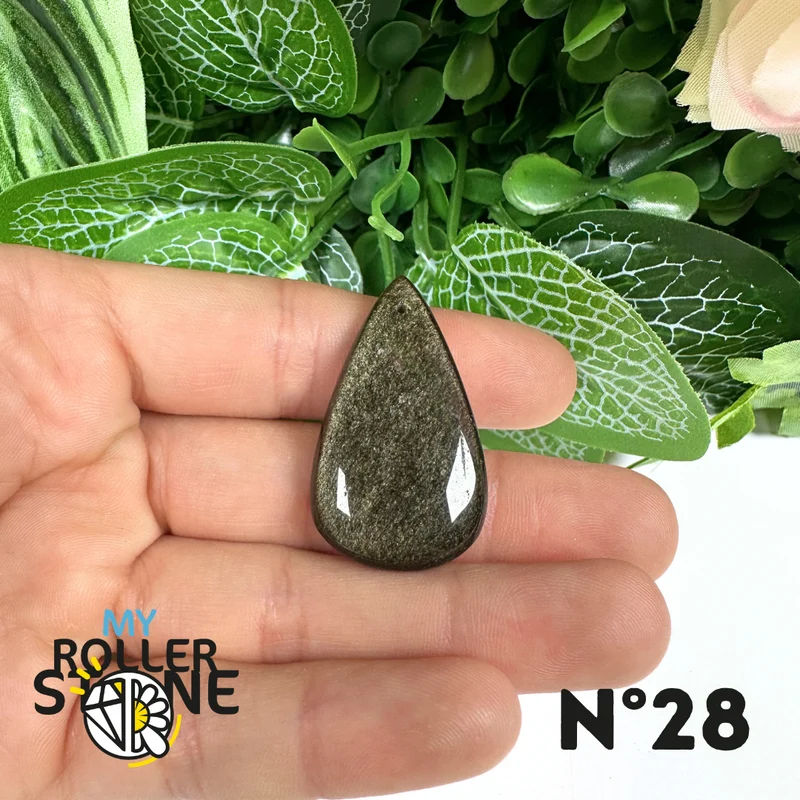 Colgante de obsidiana dorada perforada 5A
