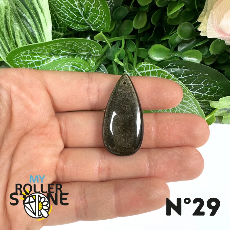 Colgante de obsidiana dorada perforada 5A