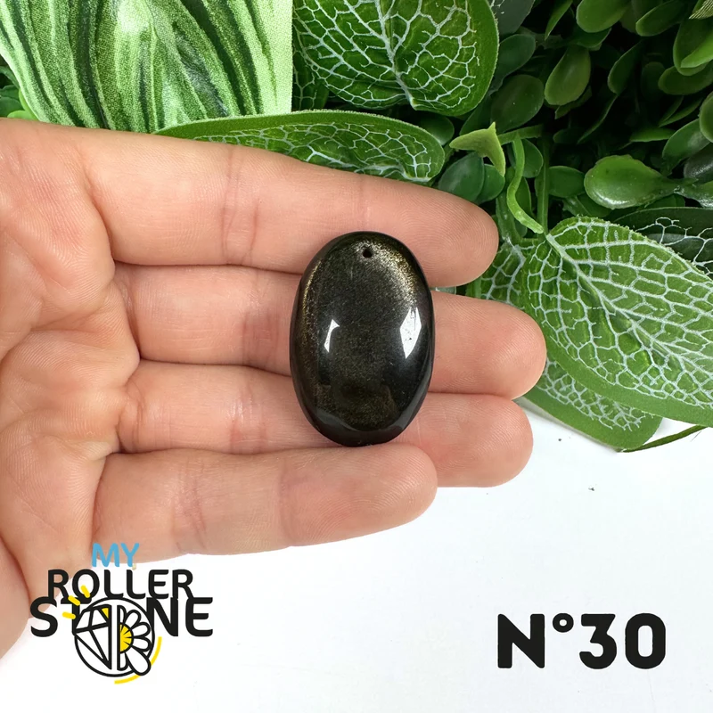 Colgante de obsidiana dorada perforada 5A