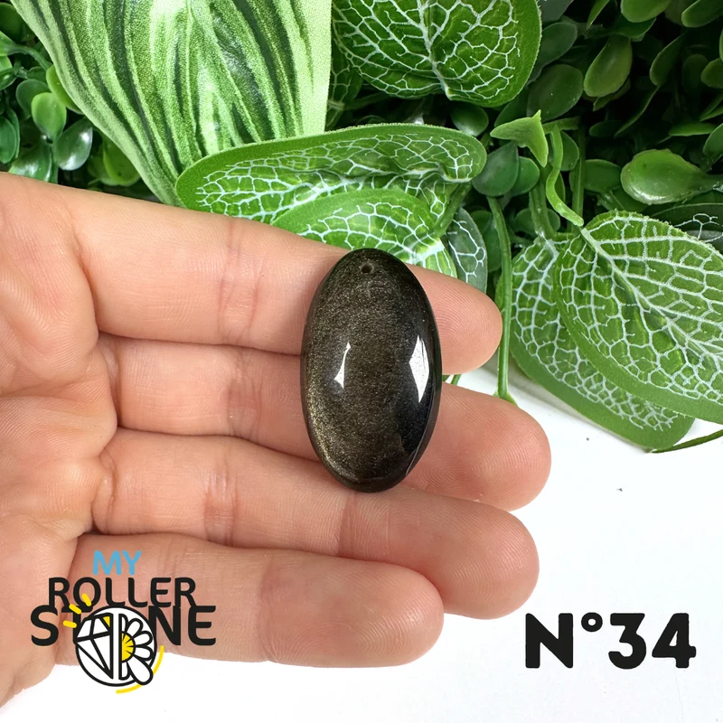 Colgante de obsidiana dorada perforada 5A