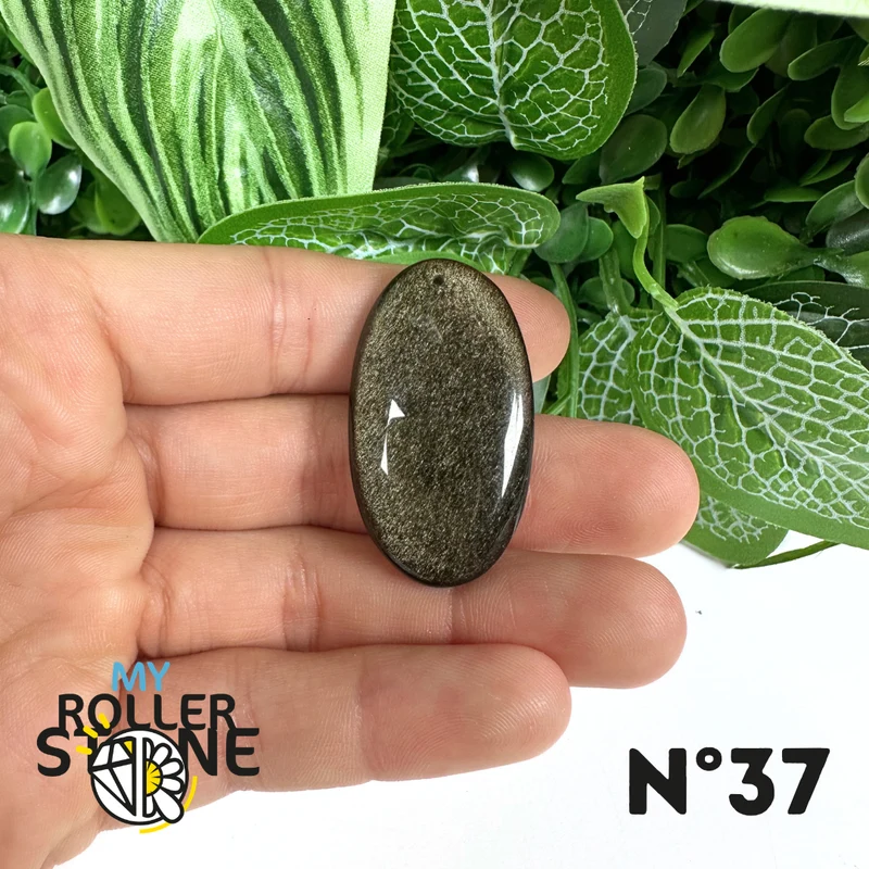 Colgante de obsidiana dorada perforada 5A
