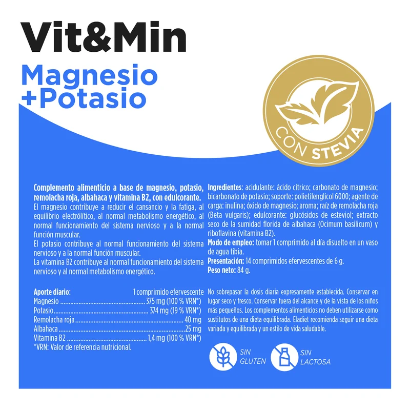 Vit&Min Magnesio Potasio 14 Comprimidos | Eladiet