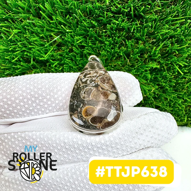 Colgantes de jaspe turritella en plata 925 #TTJP638