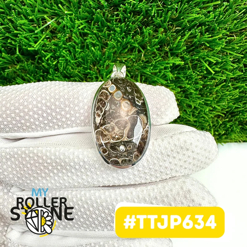 Colgantes de jaspe turritella en plata 925 #TTJP634