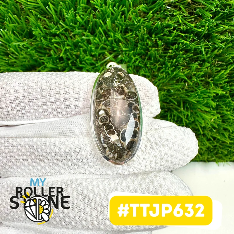 Colgantes de jaspe turritella en plata 925 #TTJP632