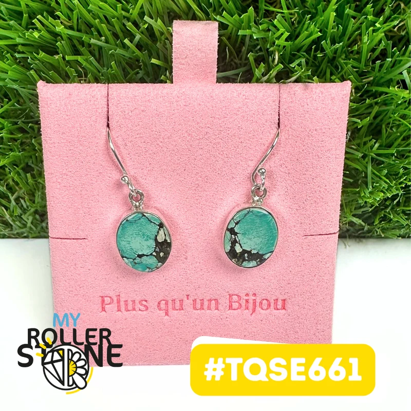 Pendientes de turquesa tibetana en plata de ley 925 #TQSE661