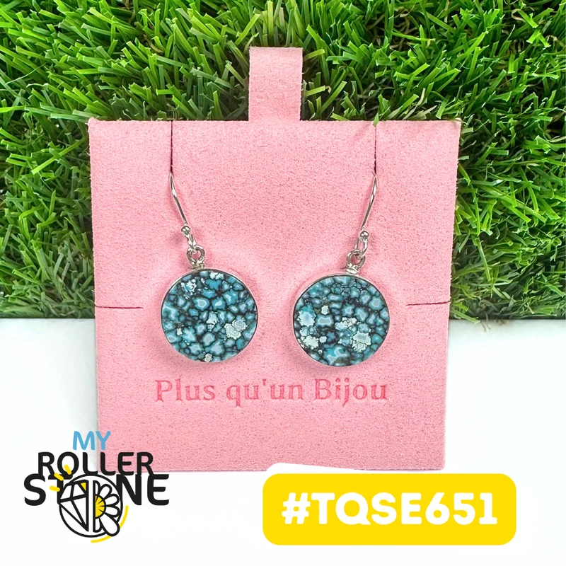 Pendientes de turquesa tibetana en plata de ley 925 #TQSE651