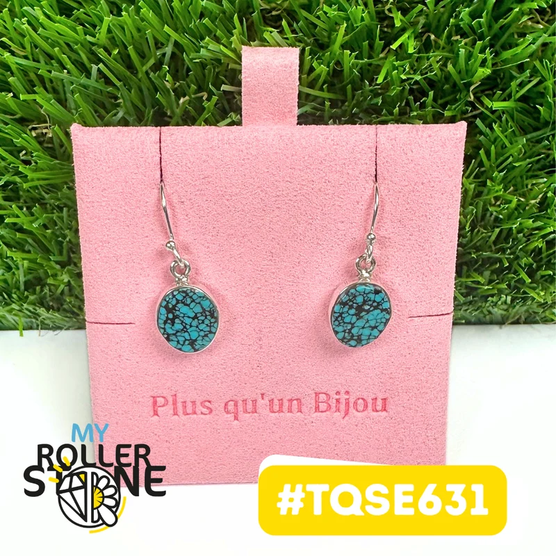 Pendientes de turquesa tibetana en plata de ley 925 #TQSE631