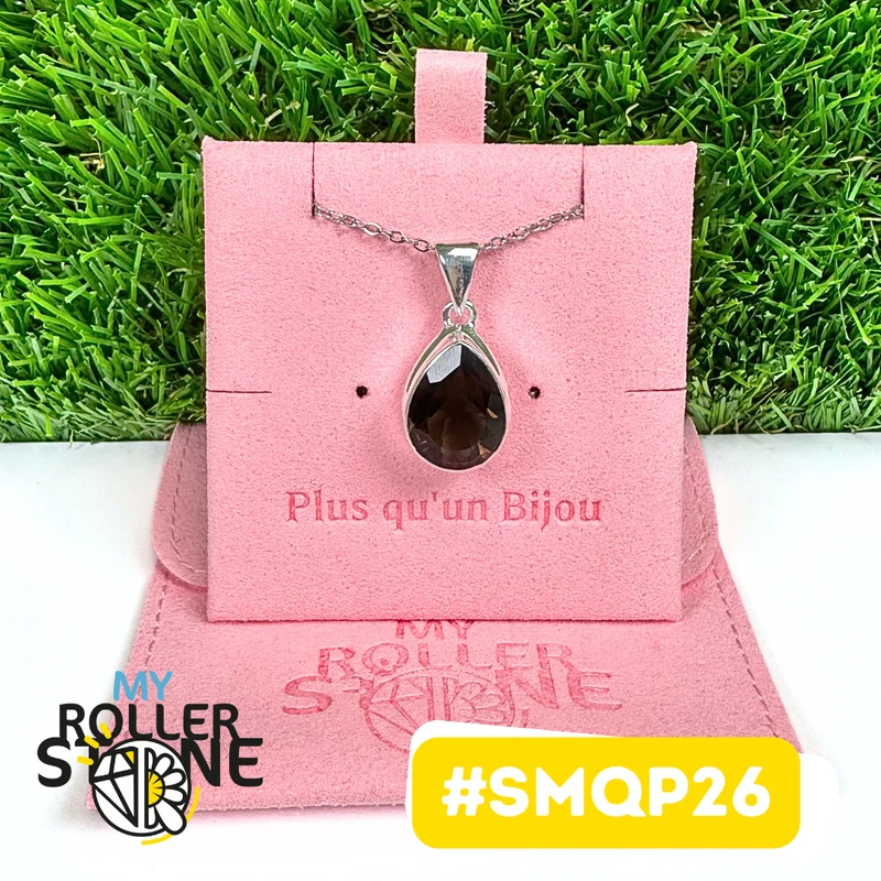 Colgante de cuarzo ahumado en plata de ley 925 #SMQP26