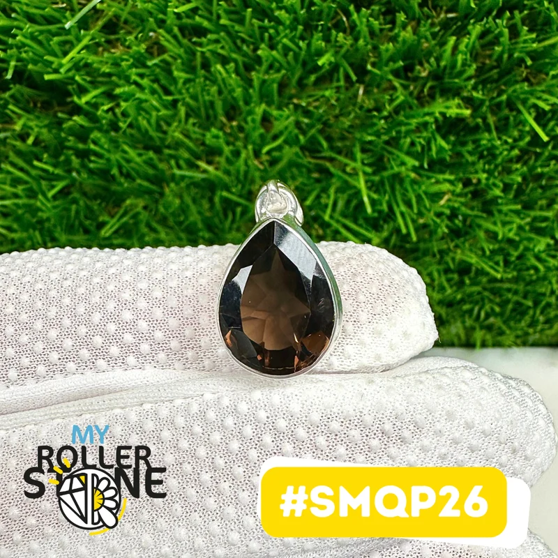 Colgante de cuarzo ahumado en plata de ley 925 #SMQP26