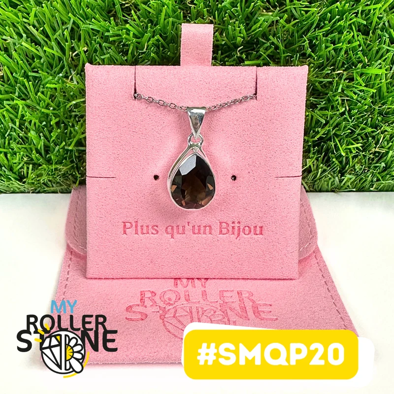 Colgante de cuarzo ahumado en plata de ley 925 #SMQP20