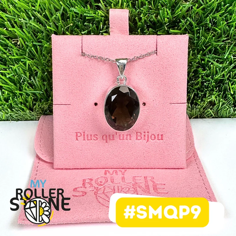 Colgante de cuarzo ahumado en plata de ley 925 #SMQP9