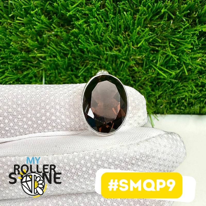 Colgante de cuarzo ahumado en plata de ley 925 #SMQP9