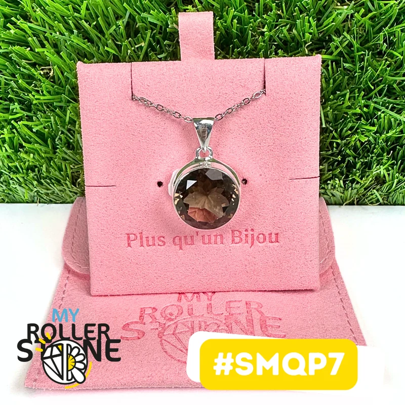 Colgante de cuarzo ahumado en plata de ley 925 #SMQP7