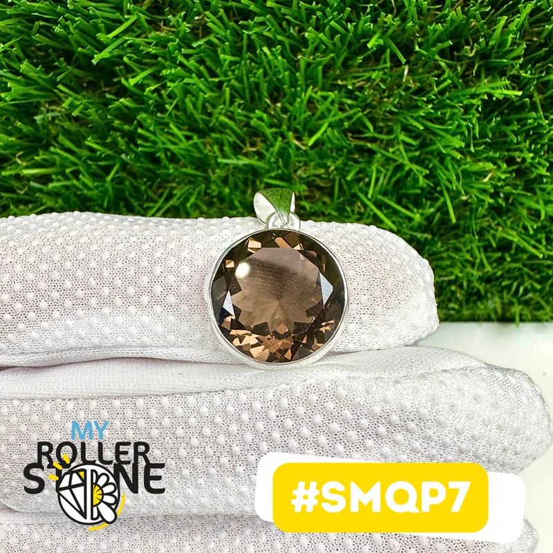Colgante de cuarzo ahumado en plata de ley 925 #SMQP7