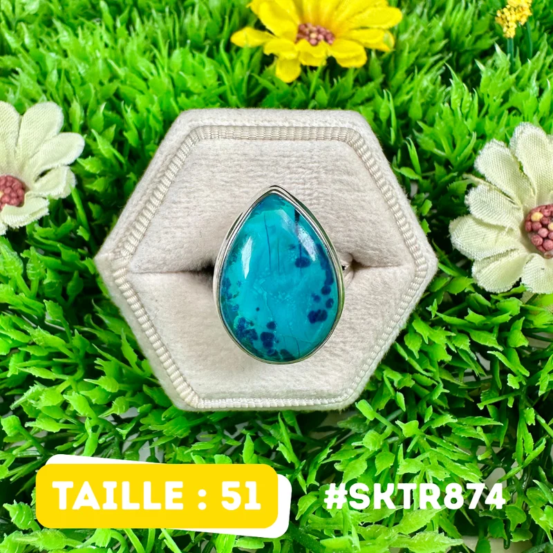 Anillo de shattuckita, plata de ley 925 #SKTR874