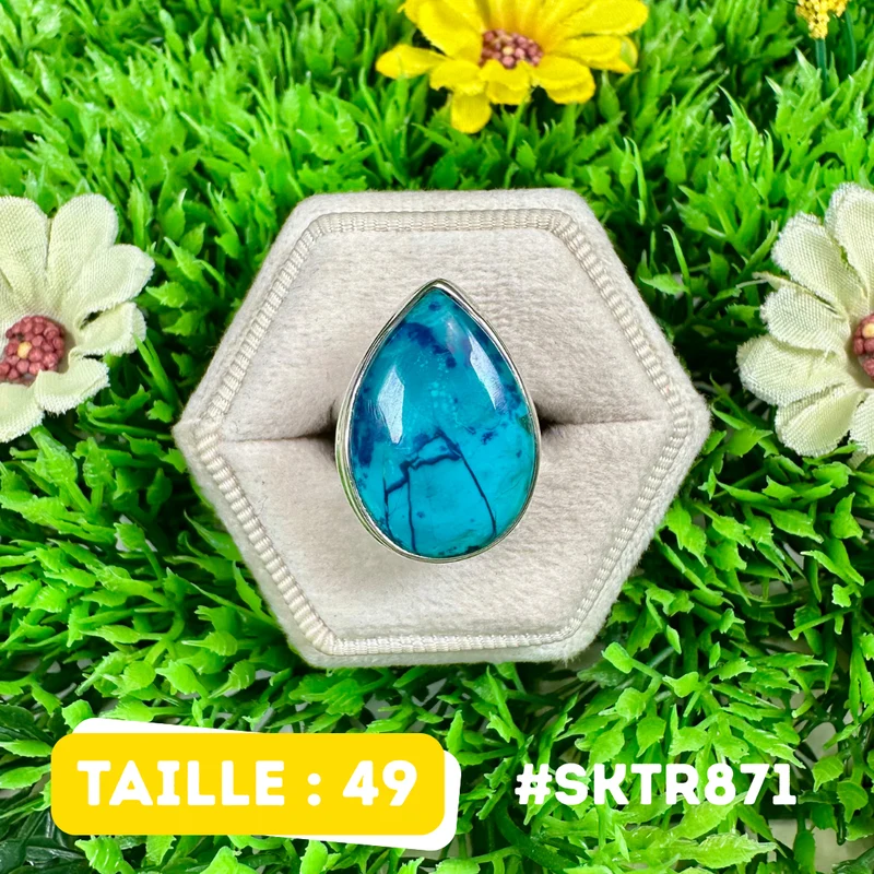 Anillo de shattuckita, plata de ley 925 #SKTR871