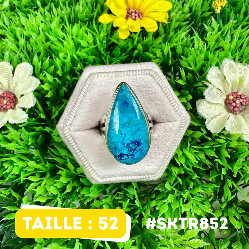 Anillo de shattuckita, plata de ley 925 #SKTR852