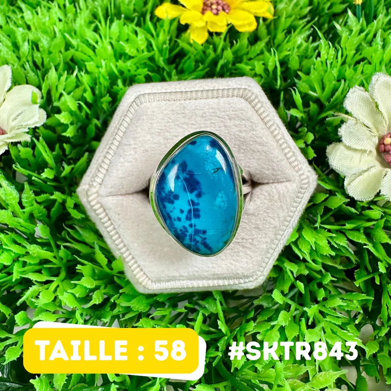 Anillo de shattuckita, plata de ley 925 #SKTR843