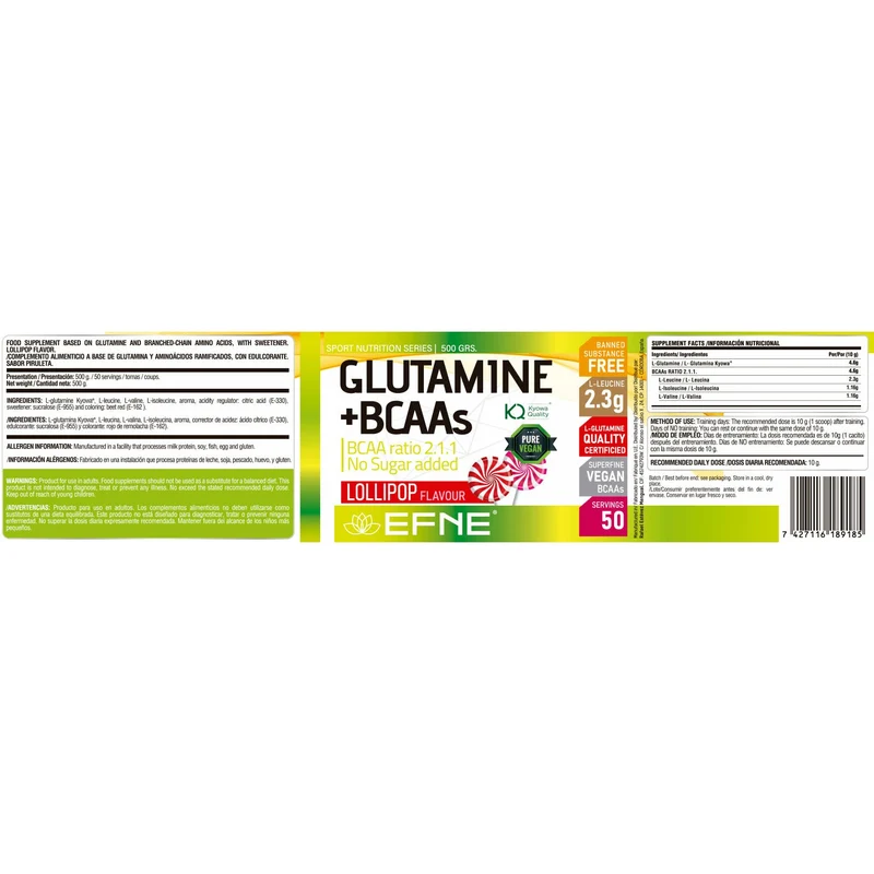 Glutamina Kyowa® + BCAA 2:1:1 EFNE – Recuperación Muscular Avanzada