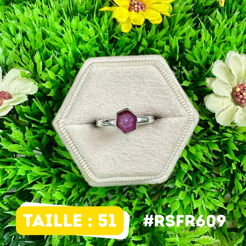 Anillo de rubí y estalactita en plata de ley 925 #RSFR609