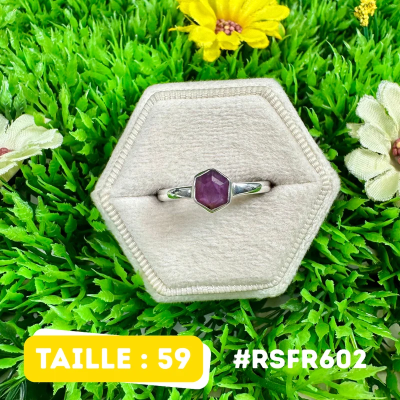 Anillo de rubí y estalactita en plata de ley 925 #RSFR602
