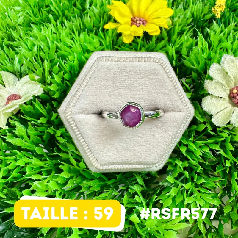 Anillo de rubí y estalactita en plata de ley 925 #RSFR577