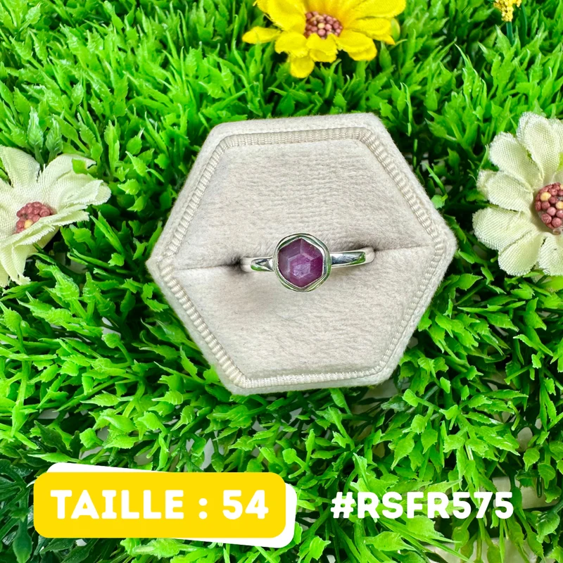 Anillo de rubí y estalactita en plata de ley 925 #RSFR575