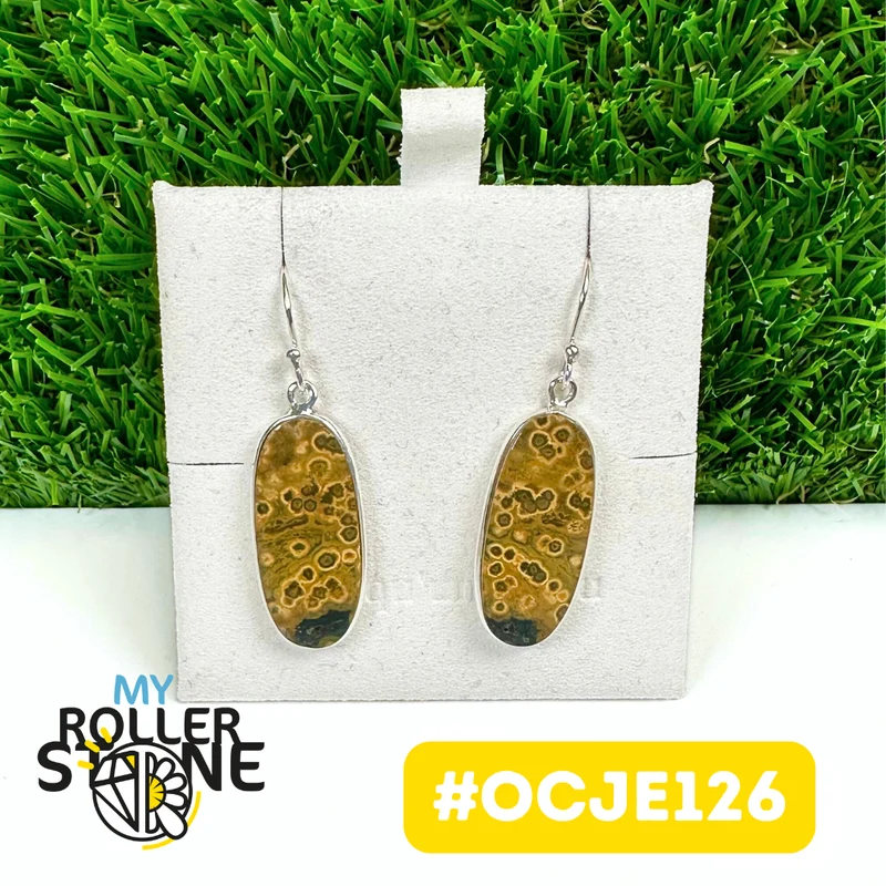 Pendientes de jaspe oceánico, plata de ley 925 #OCJE126