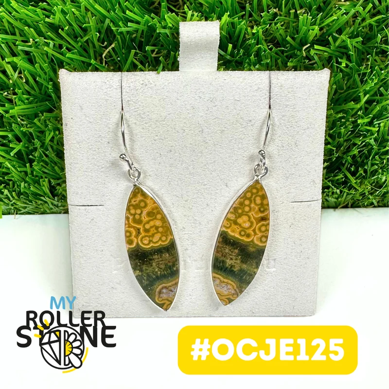 Pendientes de jaspe oceánico, plata de ley 925 #OCJE125