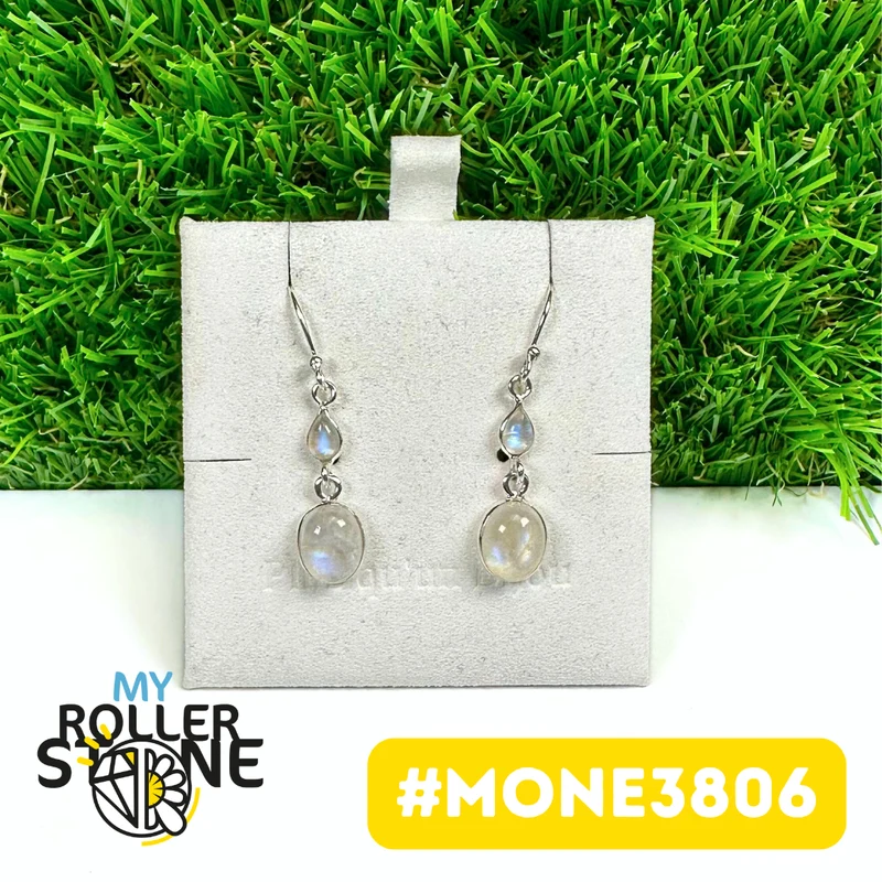 Pendientes de piedra lunar arcoíris #MONE3806