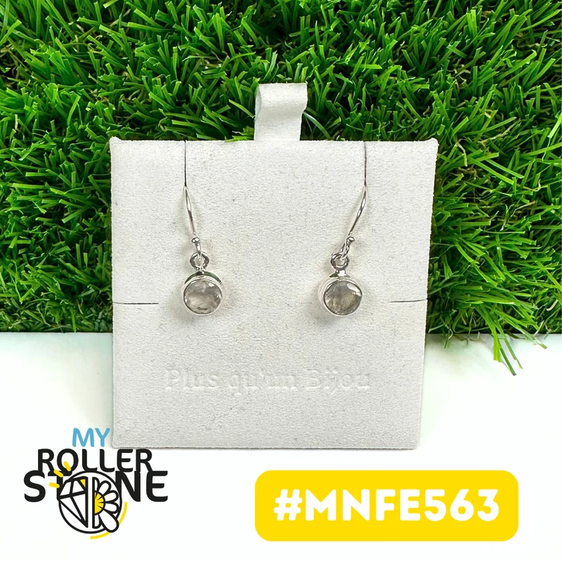 Pendientes de piedra lunar arcoíris facetada #MNFE563