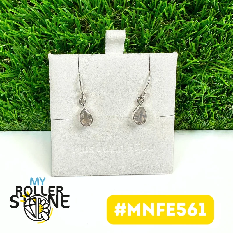 Pendientes de piedra lunar arcoíris facetada #MNFE561