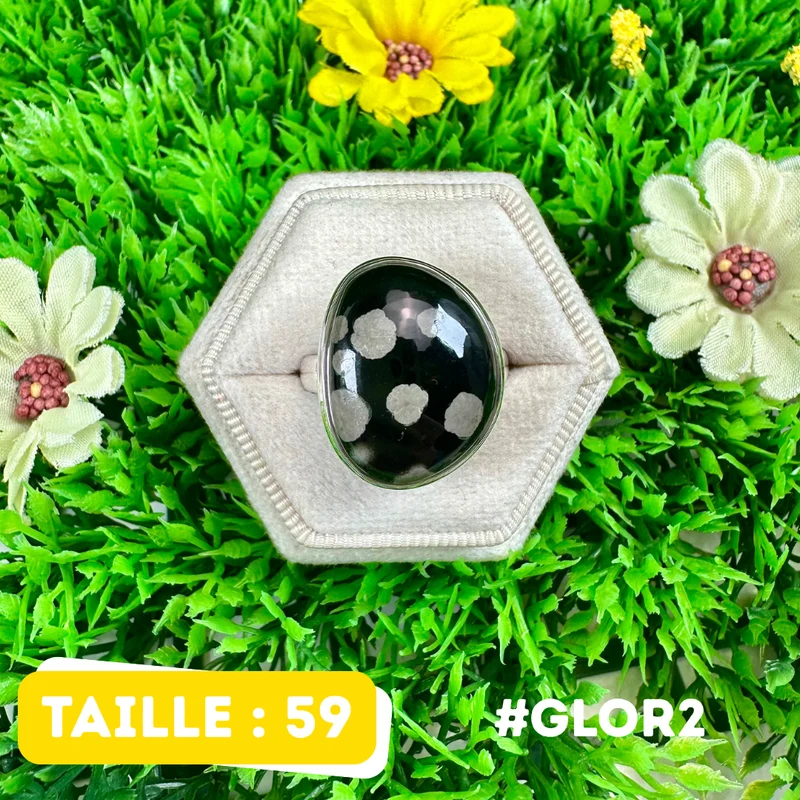Anillo de obsidiana galáctica, plata de ley 925 #GLOR2