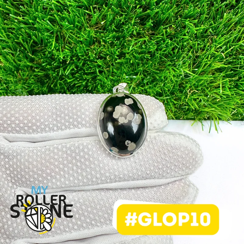 Colgante de obsidiana galáctica en plata de ley 925 #GLOP10