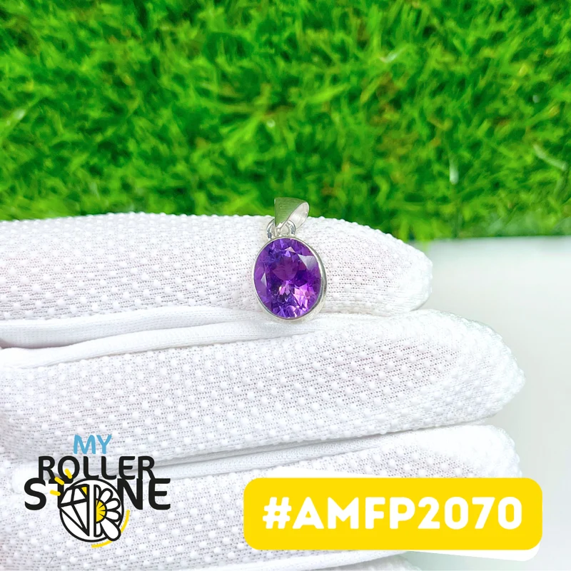 Colgante de amatista facetada en plata de ley 925 #AMFP2070