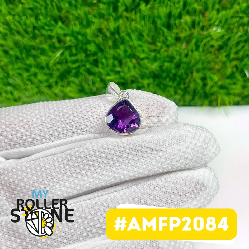 Colgante de amatista facetada en plata de ley 925 #AMFP2084