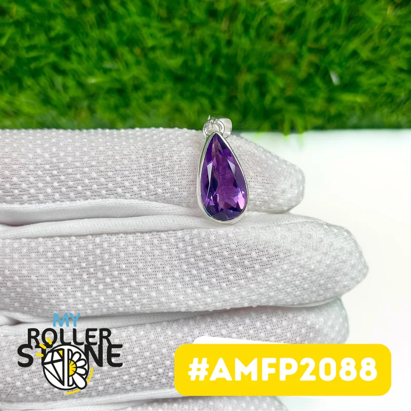 Colgante de amatista facetada en plata de ley 925 #AMFP2088