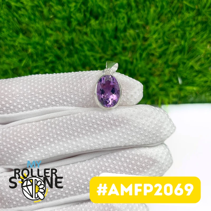 Colgante de amatista facetada en plata de ley 925 #AMFP2069