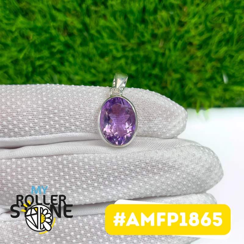 Colgante de amatista facetada en plata de ley 925 #AMFP1865