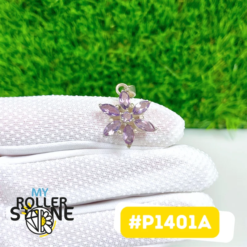 Colgante de amatista en plata de ley 925 #P1401A