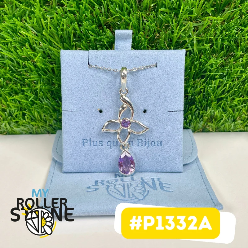 Colgante de amatista en plata de ley 925 #P1332A