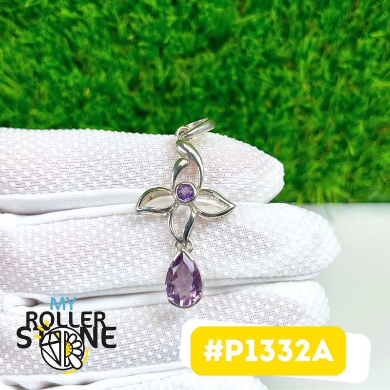 Colgante de amatista en plata de ley 925 #P1332A