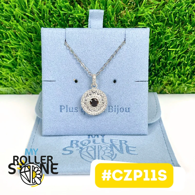 Colgante de cuarzo ahumado facetado en plata de ley 925 #CZP11S