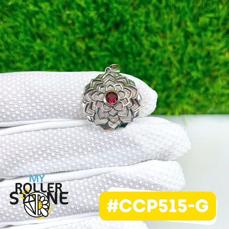 Colgante de cuarzo ahumado facetado en plata de ley 925 #CZP11S