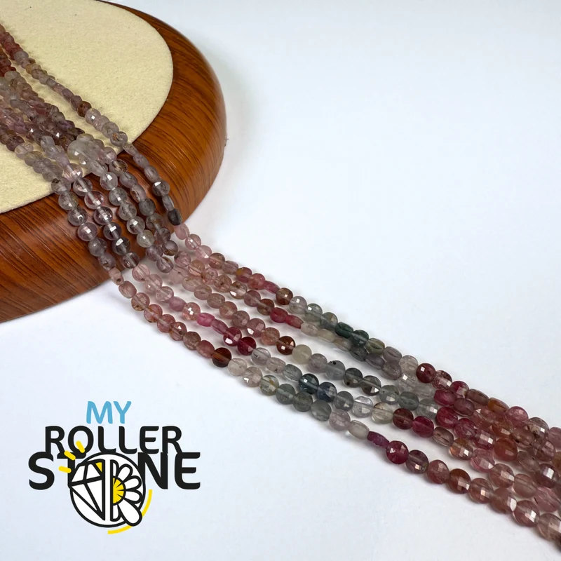 Cuentas de espinela multicolor facetadas en forma de disco (cuña)