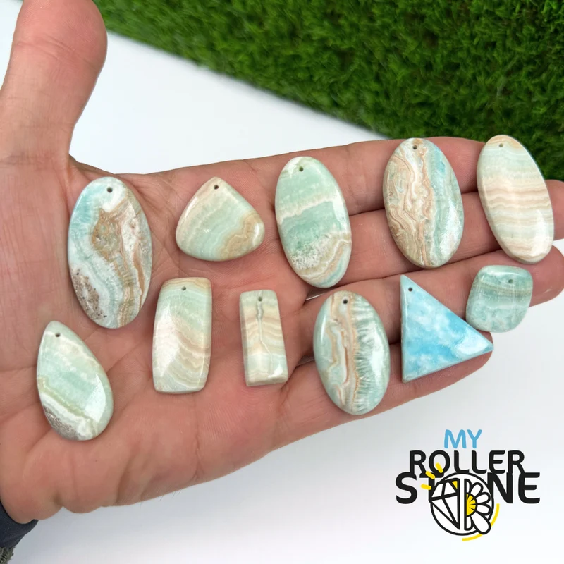 Colgante perforado de calcita cámbrica azul 5A