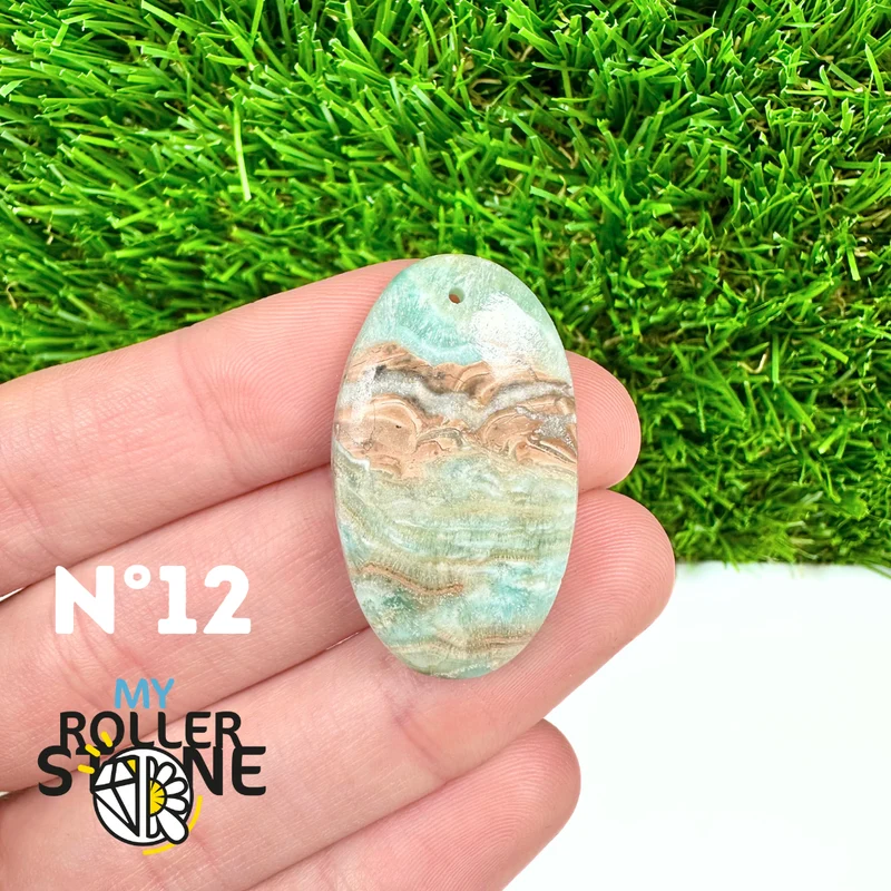 Colgante perforado de calcita cámbrica azul 5A